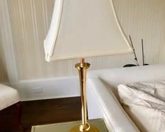 54. Pair of Brass Table Lamps w/ Silk Shades (22")