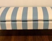 60. Striped Upholstered Bench on Casters (51" x 19" x 17")