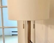 65. Pair of Geometric Table Lamps w/ Metallic Finish (27")
