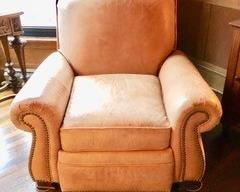 34. Leather Barca Lounger w/ Nailhead Detail (42" x 37" x 39")