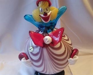 $200.00, Venetian Murano glass clown, ball red bowtie