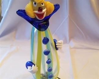 $250.00, Murano glass clown 12" green and blue stripe body