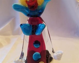 $200.00, Murano glass clown kneeling 8"