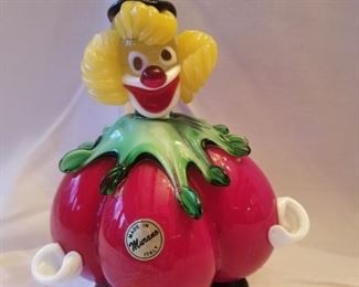 $250.00, Murano glass tomato clown , 8"
