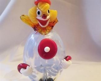 $200.00, Murano glass clown 9"  red circle button 9"