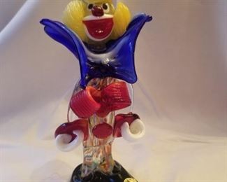 $200, 9" Murano glass clown red button and bow