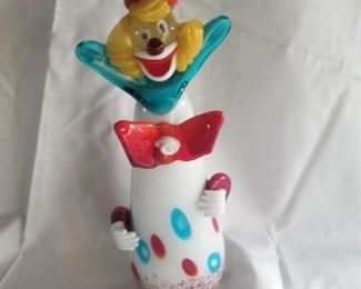 $250, Murano glass clown 11" red and blue dot
