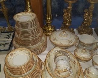 $100.00, service for 8 plus serving pieces, vg condition Meito China, pattern Derby