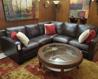 THOMASVILLE all real leather 3-piece SECTIONAL SOFA in LIKE NEW condition