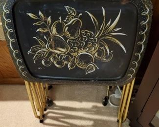 VINTAGE SET of TV TRAYS