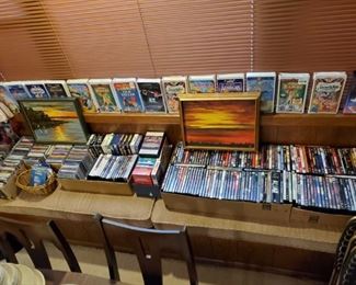 MANY DVD'S, CD's, & VHS's (SOME NEVER OPENED)