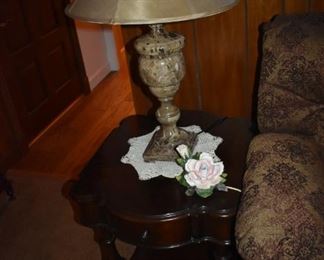 End Table with one of three Solid Marble Base Table Lamps