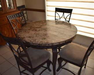 Gorgeous Marble Top Kitchen Table with 4 Matching Chairs