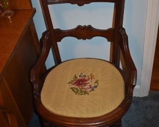 Antique Victorian Chair with Needle Point Seat