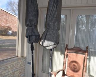 Patio Umbrellas with Stands in Beautiful Condition