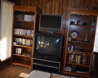 Beautiful Matching Pair of Bookcases and TV's