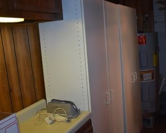 2 White Double Door Cabinets