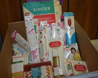 Box loaded with everything sewing from Patterns to Zippers to Knit Elastic and More!