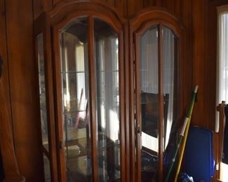 A pair of Beautiful Display Cabinets with Mirrored Backs and Glass Shelves