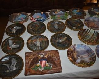 Beautiful Limited Edition Collector Plates of American Eagles surrounding scenes of Symbols of America and other Gorgeous Limited Edition Plates of North American Birds and a Limited Edition Plaque of the American Eagle