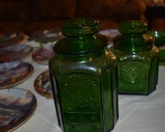 Green Glass Apothecary Jars