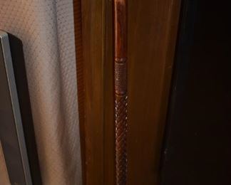 Beautifully Hand Carved Walking Cane with Ornate Brass Head