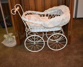 Lovely Antique Wicker Doll Buggy