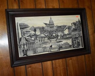 From the Washington Mint 1983 excellent lithograph by John Wells this # 122 of 5000. It is actually etched like scrimshaw