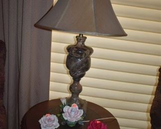 Gorgeous Solid Marble Table Lamp ( 1 of 3 ) with Beautiful Lamp Table and Capodimonte Flowers