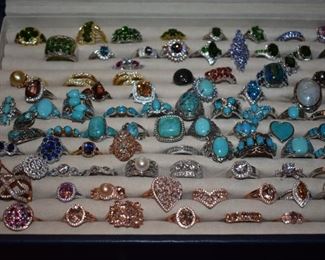 Fine Jewelry from the Joy Johnson Estate. This Beautiful Jewelry was all hand picked by Joy Johnson for their unique designs and beauty. All are sterling. Most, as you can see, are set with beautiful stones and art fully designed.Not only are there Rings, but Beautiful Necklaces, Bracelets, Earrings, Sets of Necklaces with matching Bracelets, Earrings, Rings and More! Strands of Gorgeous Genuine Pearls and so Much More!