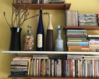 Books and vases.