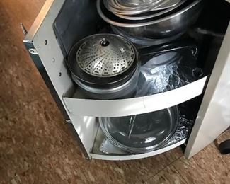 Vintage Metal Cabinet with Turntable Shelf.