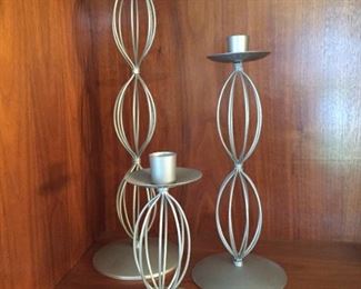 Set of three Spindle Candle Holders.