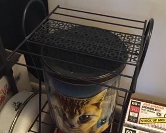 Canister and Vintage hair dryer.