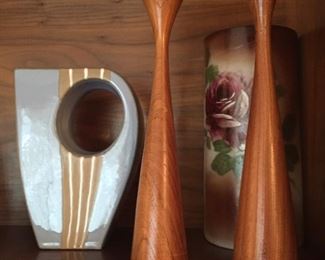 Mid-century vases and sculpture.