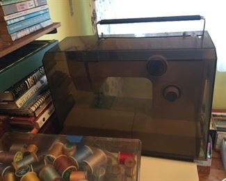 Sewing machine and sewing accessories.