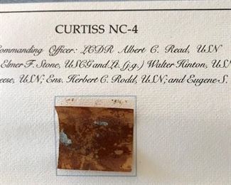 Poster of Curtiss NC-4 with piece of original fabric.