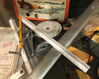 Aviator items (mask pulled from sale) - books, photos, measuring tools, log books, etc.
