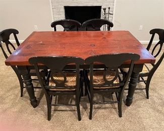 Painted table with wood top