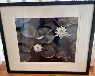 Lily pad print, black & white signed 