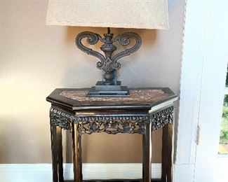 Carved marble top side table