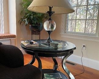 Table lamp with glass ball by Restoration Hardware