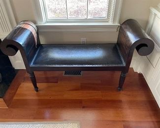 Leather seat roll arm bench, by domain