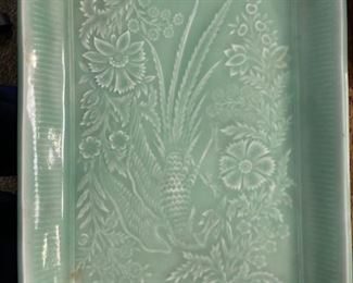 Pottery tray-celadon