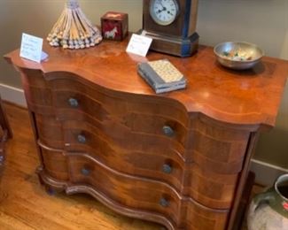 Serpentine Front Chest 30” tall 42 1/2” wide 22 1/2” deep.   Has damage to top and front apron $450