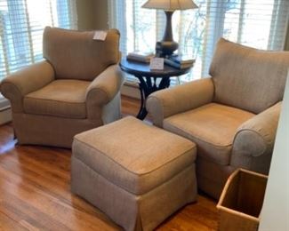 Pair Richard Tubbs designer Club Chairs with 1 ottoman $800 set
