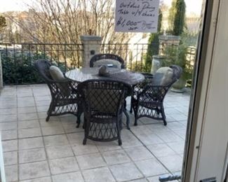 Lane Venture set of 4 chairs w/round marble top table $1,000