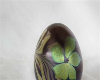 $125.00. Orient & Flume Egg Shape Paperweight. Signed Plus Paper Label & Dated 1976