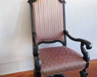 $50.00 Antique Wood & Fabric Throne Chair..