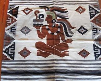 $ 55.00.. Mexican Aztec Textile Rug..  56" x71"
